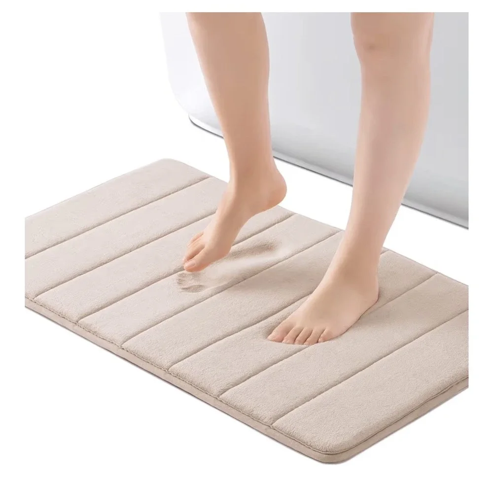 Memory Foam Bath Mat Sofa Cushiony Anti Slip Bottom Beige Soft Plush new NIP